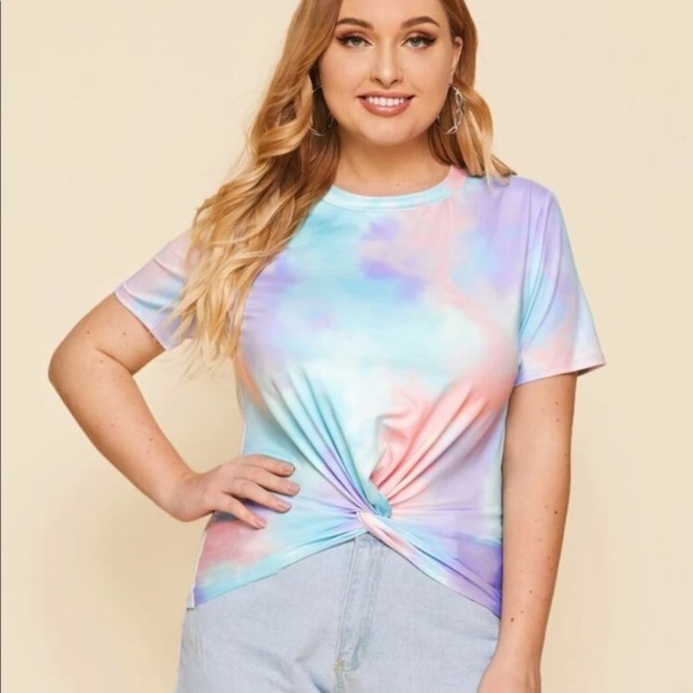 NWT Shein Tie Dye Twist Hem Tee Size 3X